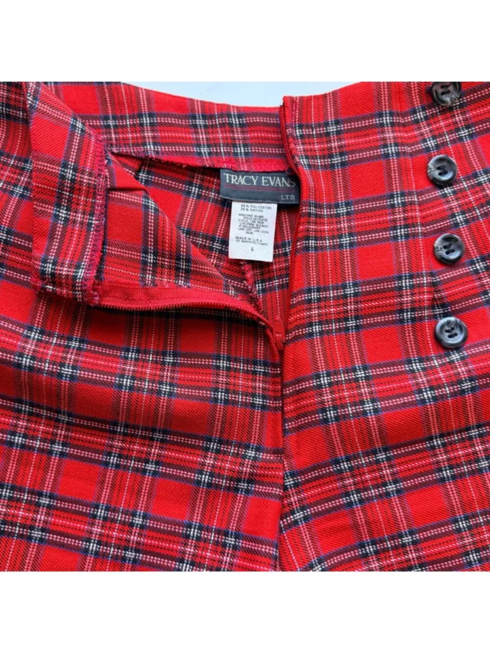 Tracy Evans Skort Womens 5 Red Tartan Plaid 80s 90s Vintage Dark Academia
